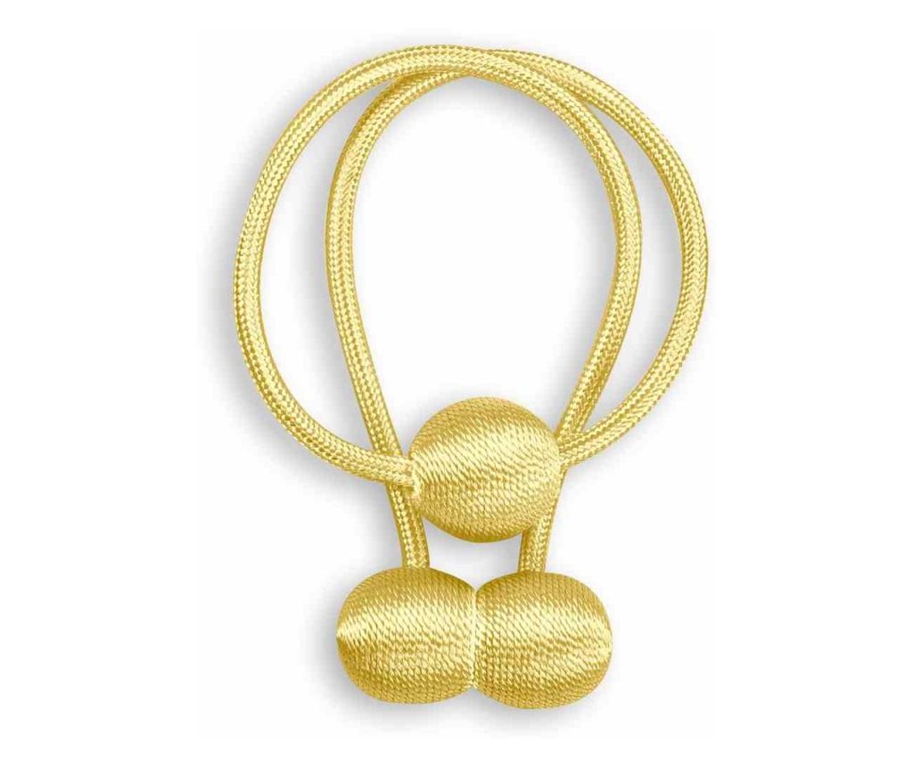 2 darabos Glamour stílusú mágneses függönyelkötő szett, Montreal, Amelia Home, 65 cm, sárga - 3