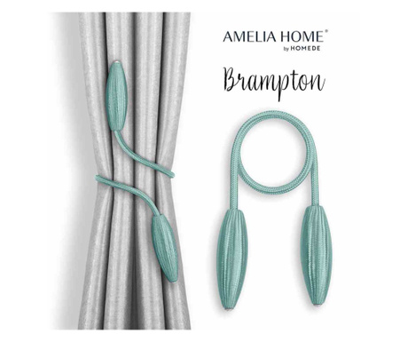 Set 2 accesorii prindere pentru draperii si perdele stil glamour, Brampton, Amelia Home, 53 cm, Turcoaz Brampton