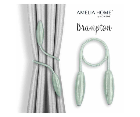 Set 2 accesorii prindere pentru draperii si perdele stil glamour, Brampton, Amelia Home, 53 cm, Verde deschis Brampton