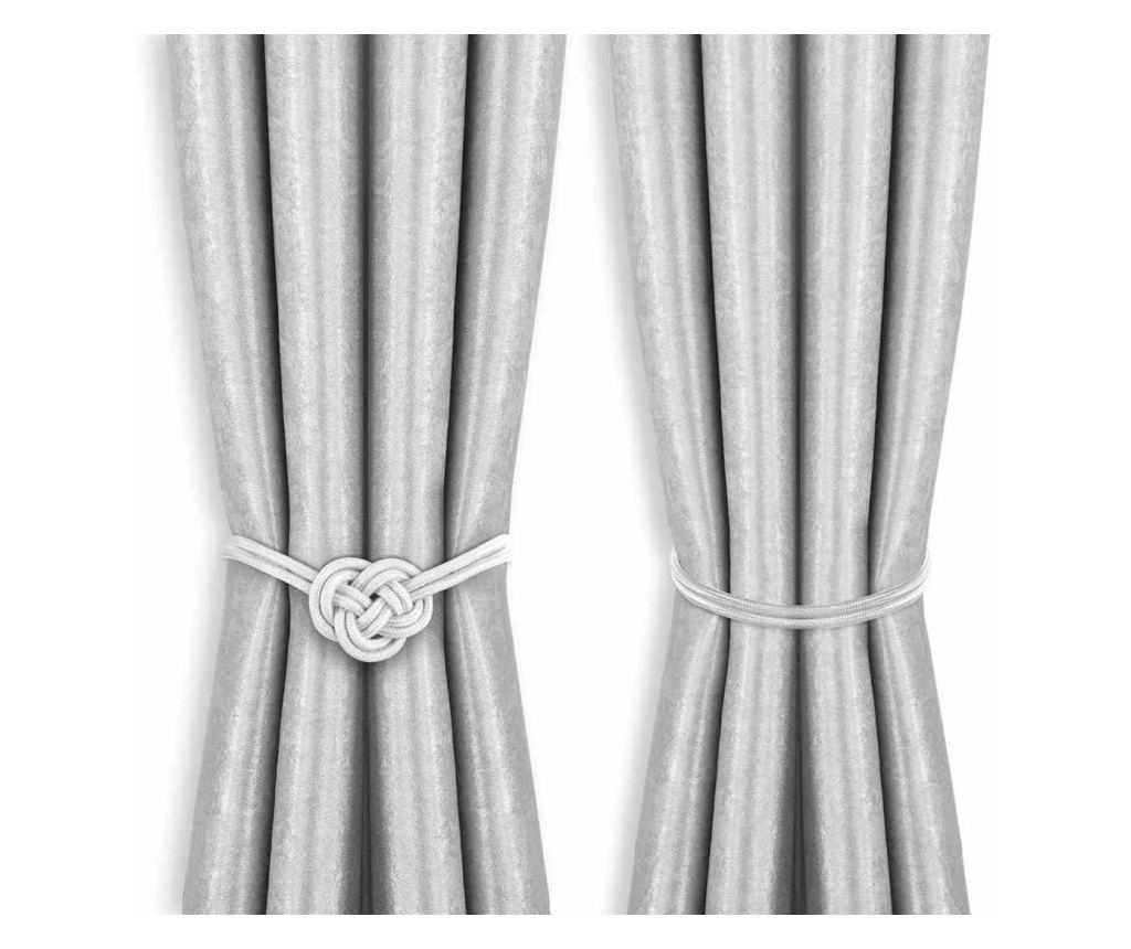 2 darabos Glamour stílusú mágneses függönyelkötő szett, Edmonton, Amelia Home, 60 cm, fehér - 7