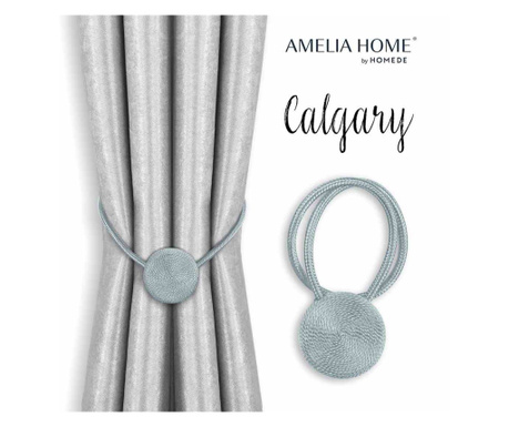 Set 2 accesorii prindere pentru draperii si perdele stil glamour cu magnet, Calgary, Amelia Home, 49 cm, Gri Calgary
