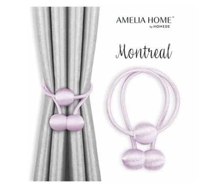 Set 2 accesorii prindere pentru draperii si perdele stil glamour cu magnet, Montreal, Amelia Home, 65 cm, Lila Montreal