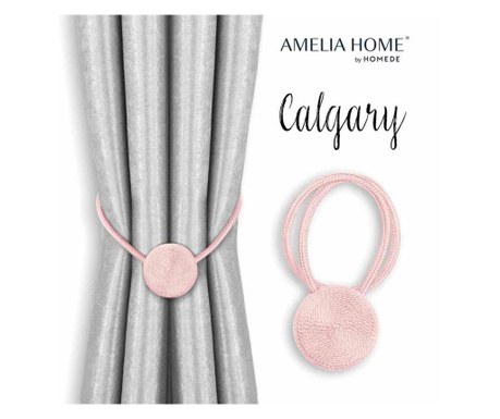 Set 2 accesorii prindere pentru draperii si perdele stil glamour cu magnet, Calgary, Amelia Home, 49 cm, Roz pudra Calgary
