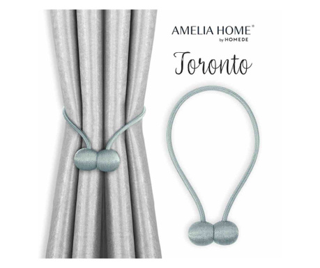 Set 2 accesorii prindere pentru draperii si perdele stil glamour cu magnet, Toronto, Amelia Home, 48 cm, Gri Toronto