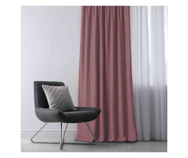 Klasszikus stílusú függöny rojtos szalaggal, 7 cm-es karnishoz, Milana, 210 g/nm, Homede, 220x175 cm, Rózsaszín Milana 220x175 c