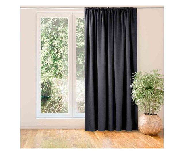 Klasszikus stílusú függöny 5 cm-es redővel, Milana, 210 g/mp, Homede, 560x270 cm, Sötétszürke Milana 560x270 cm