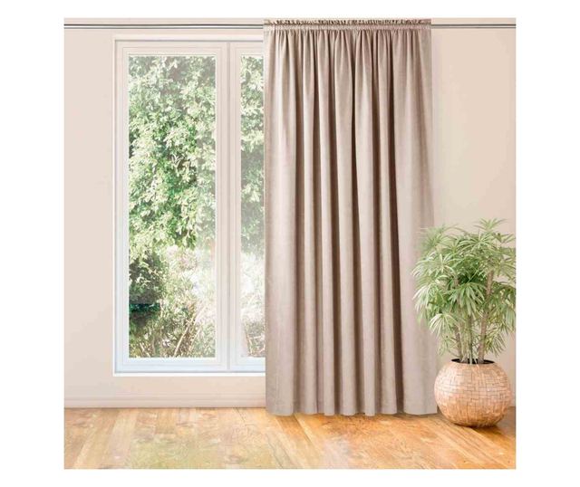 Klasszikus stílusú függöny 5 cm-es rojttal, Milana, 210 g/nm, Homede, 280x225 cm, Púderes rózsaszín