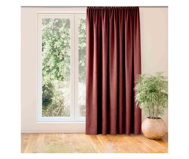 Klasszikus stílusú függöny méhsejt mintás 5 cm-es szalaggal, Milana, 210 g/nm, Homede, 560x300 cm, Coral Milana 560x300 cm