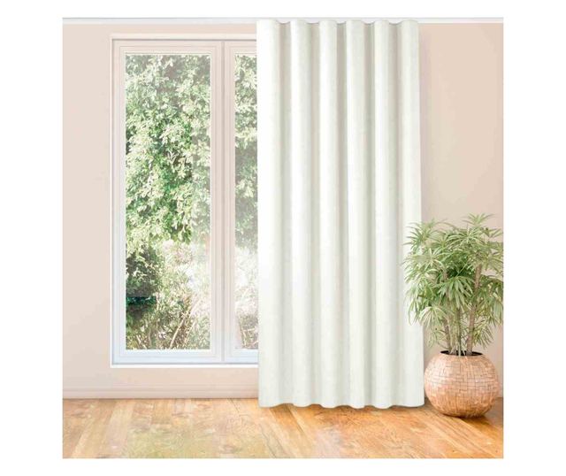 Klasszikus stílusú függöny rojtos varrással, 7 cm-es karnishoz, Milana, 210 g/mp, Homede, 280x175 cm, krém Milana 280x175 cm