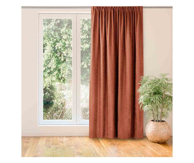 Класически пердета с 5 см ресни тип пчелна пита, Milana, 210 гр/кв.м, Homede, 280x300 см, кафяви