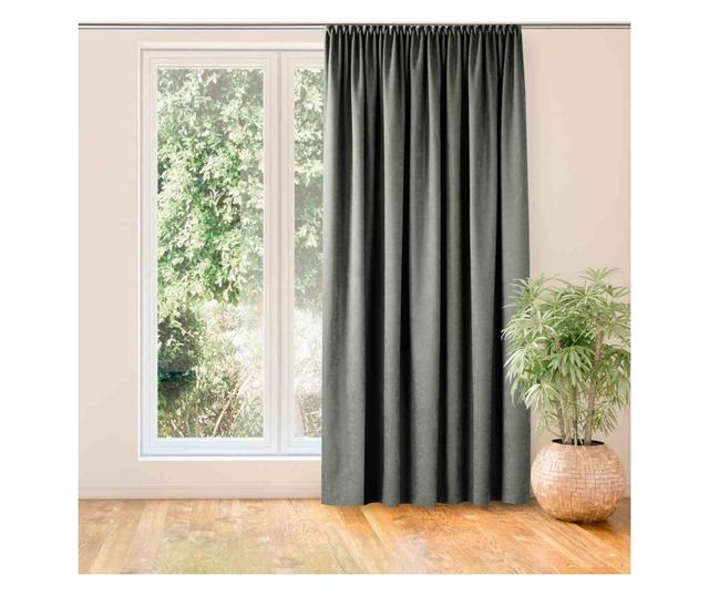Klasszikus stílusú függöny 10 cm-es méhsejtes redővel, Milana, 210 g/nm, Homede, 280x270 cm, Milana szürke 280x270 cm