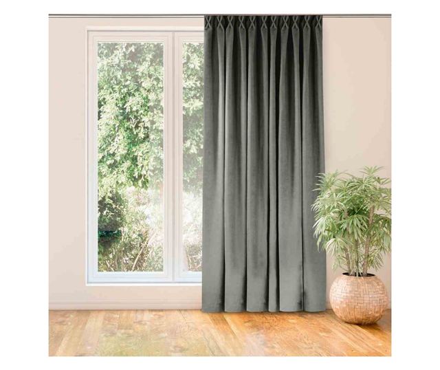 Klasszikus stílusú függöny, 7,5 cm-es redőzött szalaggal, Milana, 210 g/mp, Homede, 280x300 cm, Szürke Milana 280x300 cm