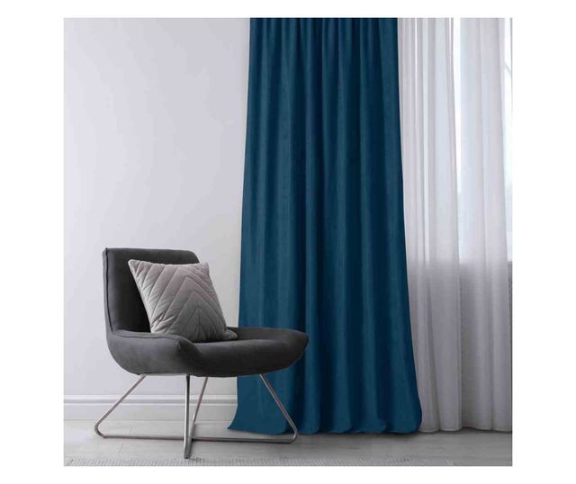 Класически завеси със златни халки, Milana, 210 g/sqm, Homede, 560x225 cm, Milana Blue 560x225 cm