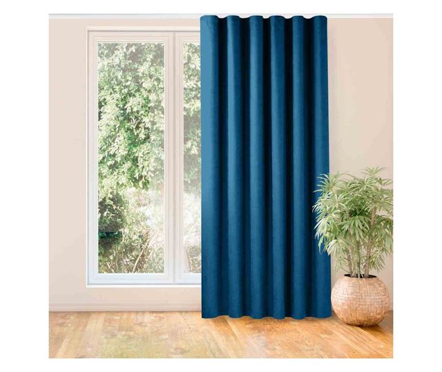 Klasszikus stílusú függöny rojtos varrással, 7 cm-es karnishoz, Milana, 210 g/mp, Homede, 140x245 cm, Milana kék 140x245 cm