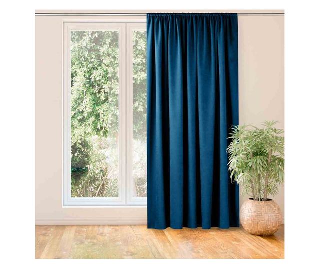 Klasszikus stílusú függöny 5 cm-es redővel, Milana, 210 g/nm, Homede, 280x225 cm, Milana kék 280x225 cm