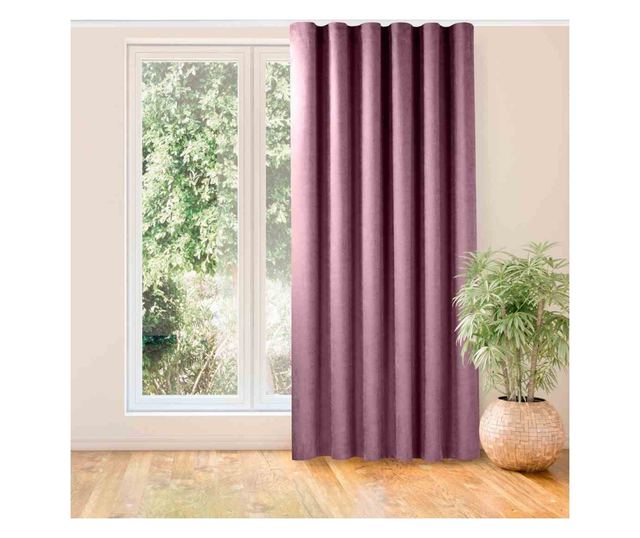 Klasszikus stílusú függöny rojtos szalaggal, 7 cm-es karnishoz, Milana, 210 g/nm, Homede, 220x175 cm, Rózsaszín Milana 220x175 c
