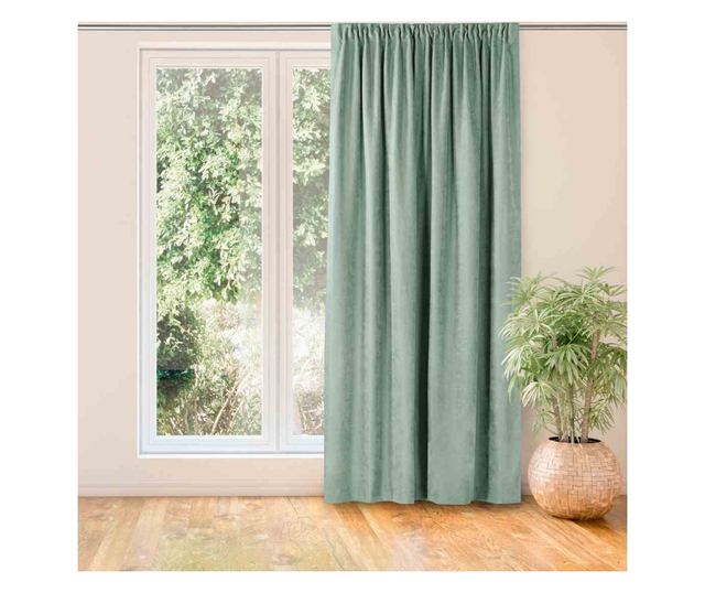 Klasszikus stílusú függöny 5 cm-es méhsejtes rátéttel, Milana, 210 g/nm, Homede, 280x300 cm, Világoszöld Milana 280x300 cm