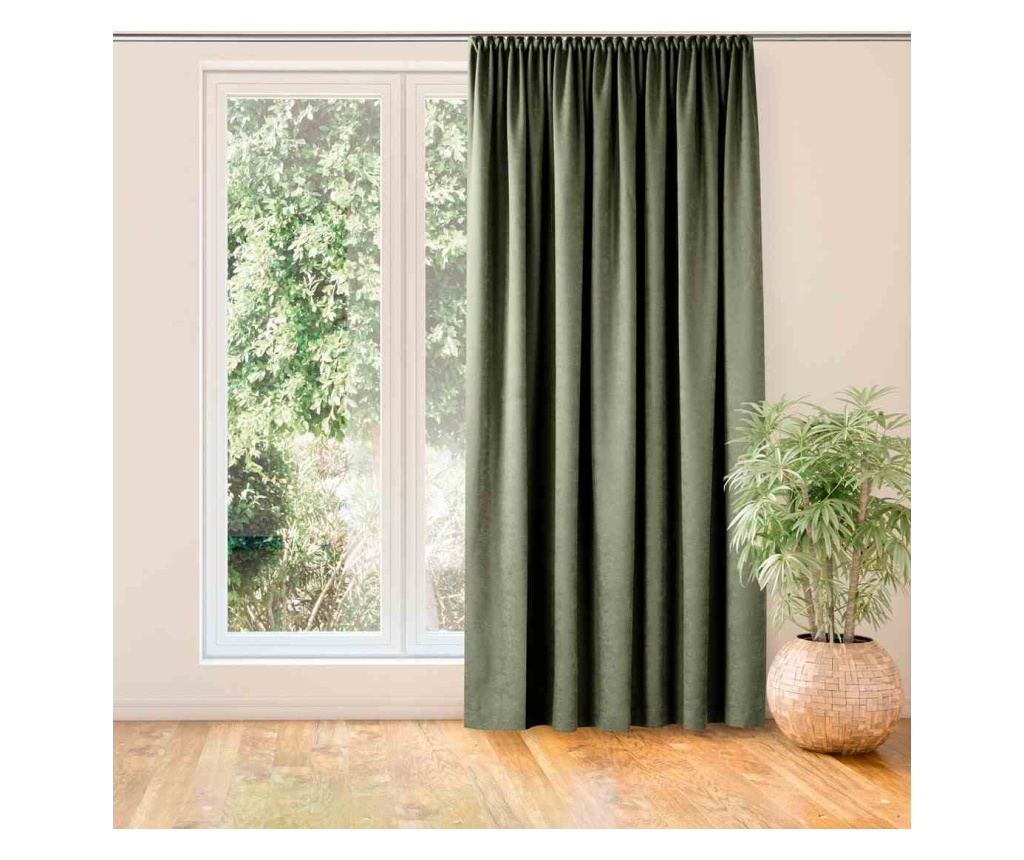 Draperie stil clasic cu rejansa tip fagure 7.5 cm, Milana, 210 g/mp, Homede, 140x245 cm, Verde Milana 140x245  cm - 2