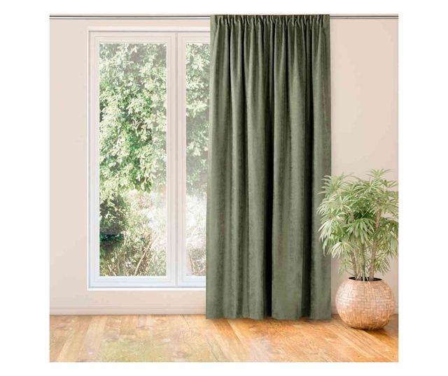 Klasszikus stílusú függöny méhsejt típusú, 10 cm-es redővel, Milana, 210 g/nm, Homede, 220x300 cm, Verde Milana 220x300 cm
