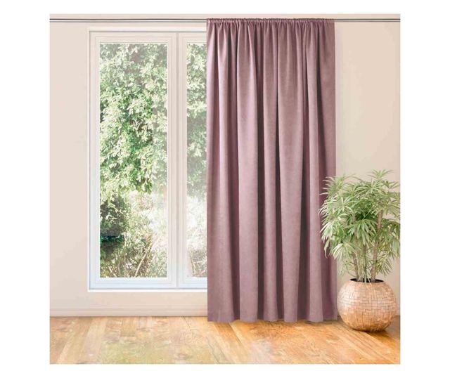 Klasszikus stílusú függöny 5 cm-es rojttal, Milana, 210 g/nm, Homede, 140x270 cm, Rózsaszín Milana 140x270 cm