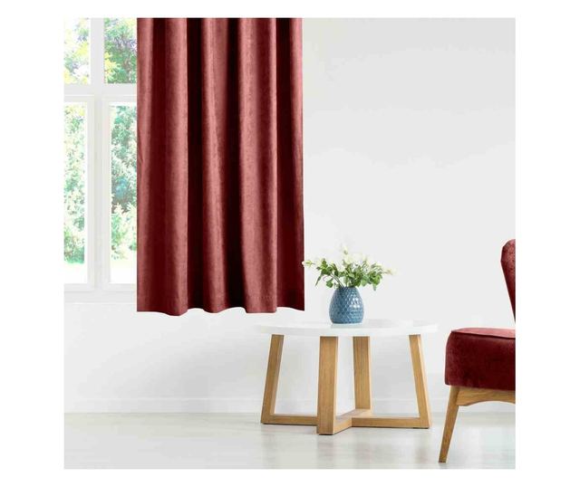 Klasszikus stílusú függöny méhsejt mintás 5 cm-es szalaggal, Milana, 210 g/nm, Homede, 560x300 cm, Coral Milana 560x300 cm