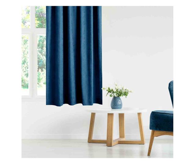 Klasszikus stílusú függöny rojtos varrással, 7 cm-es karnishoz, Milana, 210 g/mp, Homede, 140x245 cm, Milana kék 140x245 cm