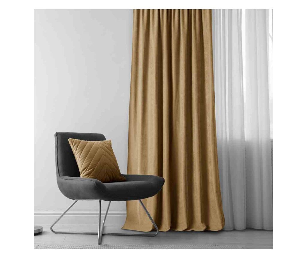 Draperie stil clasic cu rejansa tip fagure 5 cm, Milana, 210 g/mp, Homede, 140x245 cm, Maro deschis Milana 140x245  cm - 4