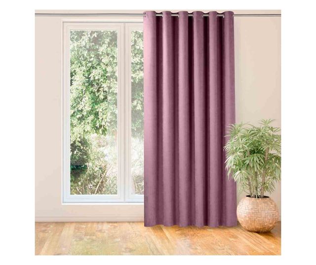 Klasszikus stílusú ezüst karikás függöny, Milana, 210 g/nm, Homede, 140x175 cm, Rózsaszín Milana 140x175 cm