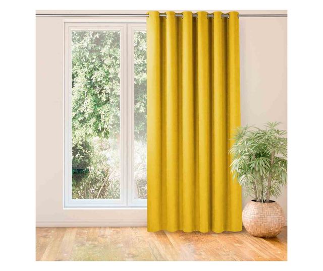 Класическа завеса със сребърни халки, Milana, 210 g/m², Homede, 280x225 cm, жълта Milana 280x225 cm