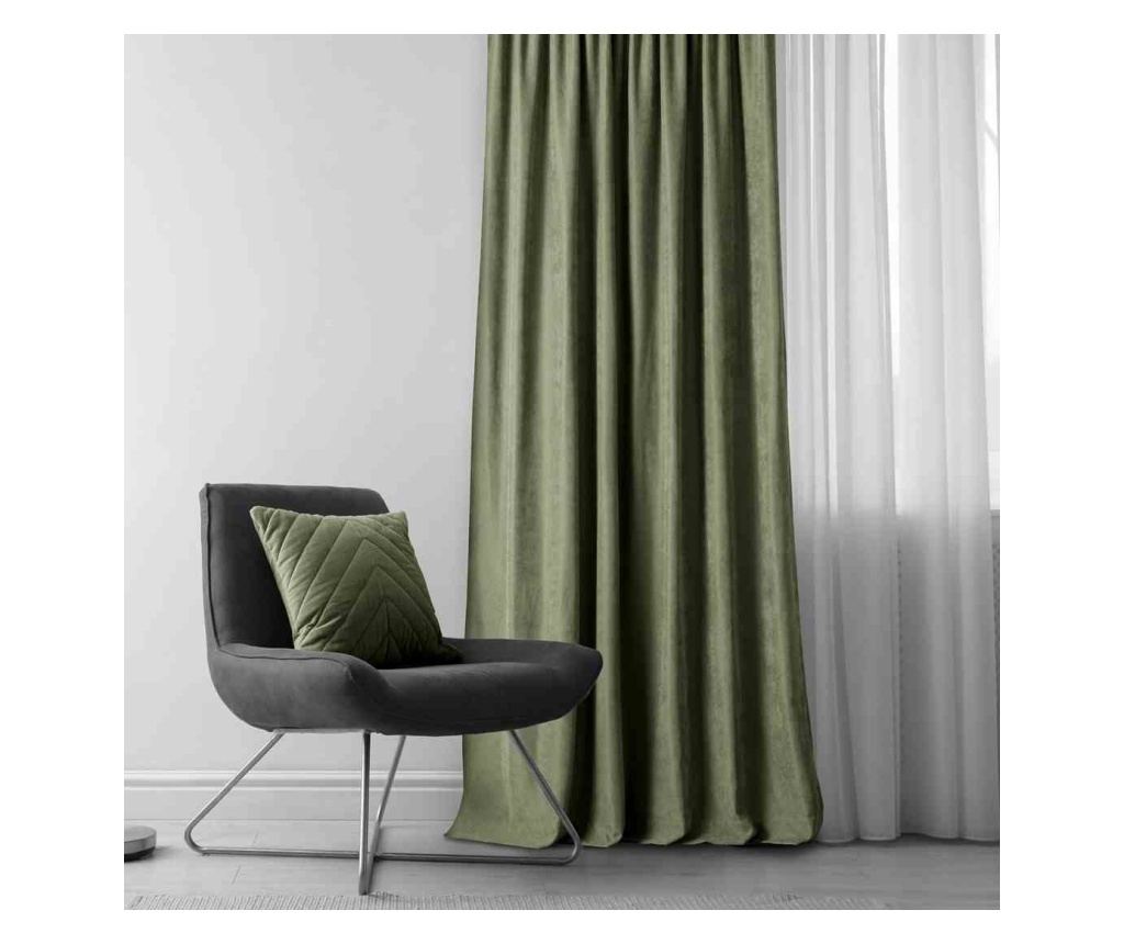 Draperie stil clasic cu rejansa tip fagure 7.5 cm, Milana, 210 g/mp, Homede, 140x245 cm, Verde Milana 140x245  cm - 4