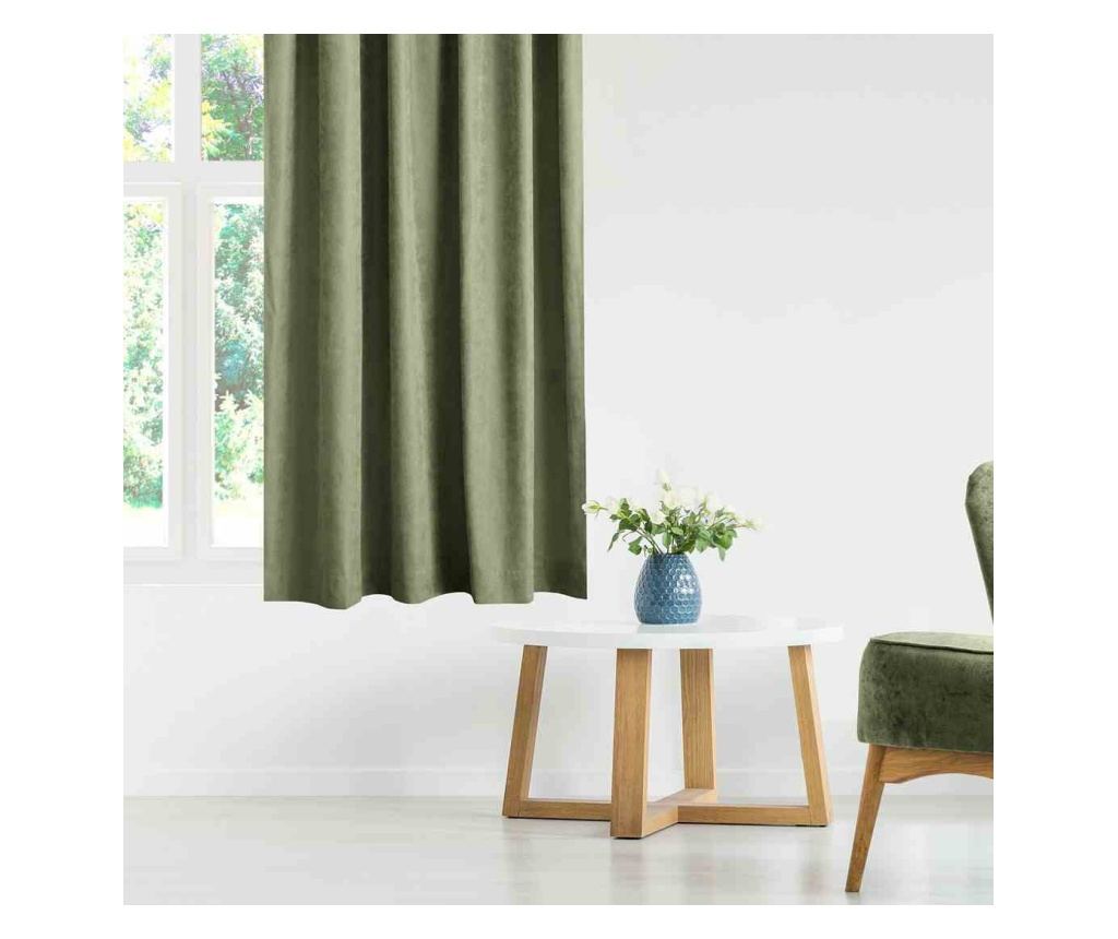 Draperie stil clasic cu rejansa tip fagure 7.5 cm, Milana, 210 g/mp, Homede, 140x245 cm, Verde Milana 140x245  cm - 3