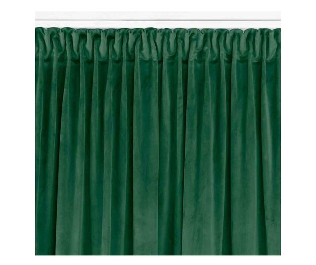 Кадифена завеса с 7.5 см лента за окачване тип пчелна пита, Vila, 210 гр/кв.м, Homede, 135x300 см, Зелена Vila 135x300 см