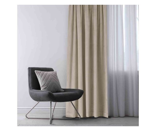 Méhsejt mintás 5 cm-es bársonyfüggöny, Vila, 210 g/nm, Homede, 135x270 cm, Krém Vila 135x270 cm