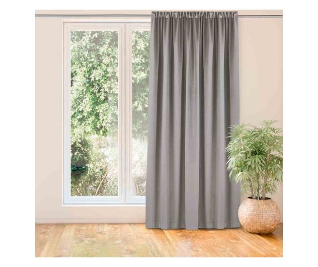 Méhsejtmintás bársonyfüggöny, 7,5 cm, Vila, 210 g/nm, Homede, 265x225 cm, szürke