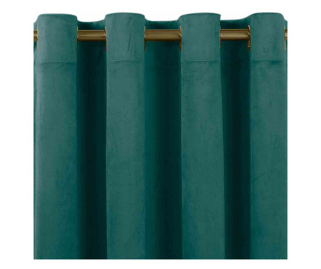 Draperie catifea cu inele aurii , Vila, 210 g/mp, Homede, 530x300 cm, Verde inchis Vila