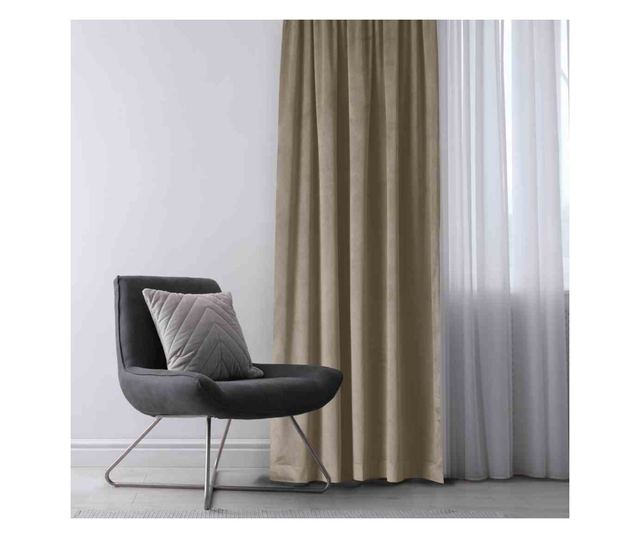 Bársony függöny ezüst karikákkal, Vila, 210 g/nm, Homede, 400x270 cm, Bézs