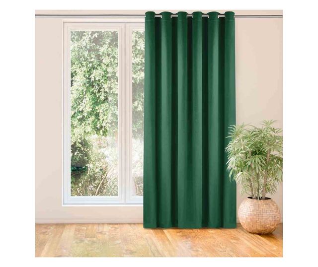 Bársony függöny ezüst karikákkal, Vila, 210 g/nm, Homede, 200x270 cm, Zöld