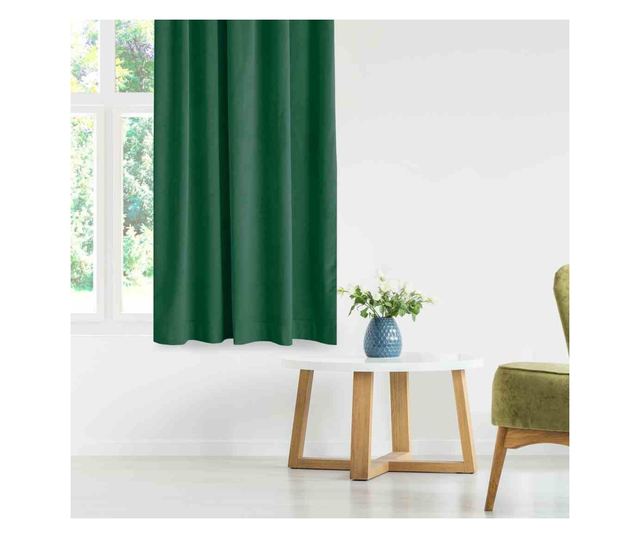 Bársony függöny méhsejt típusú áttetszővel 10 cm, Vila, 210 g/mp, Homede, 135x300 cm, Vila zöld 135x300 cm
