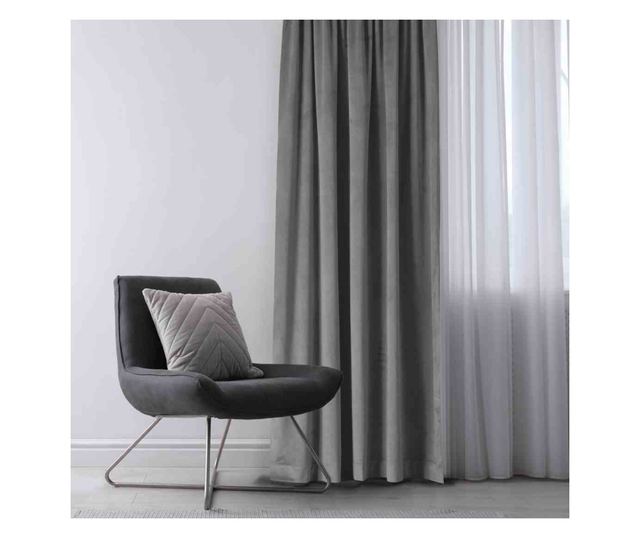 Bársony függöny ezüst karikákkal, Vila, 210 g/nm, Homede, 530x245 cm, szürke