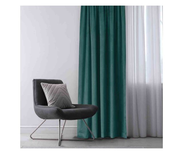 Bársony függöny méhsejt redővel 7,5 cm, Vila, 210 g/mp, Homede, 265x225 cm, Sötétzöld
