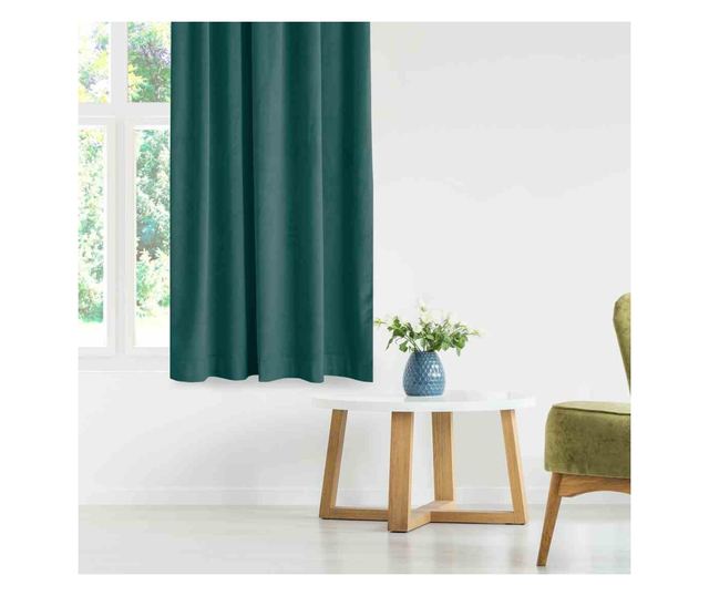 Bársony függöny méhsejt redővel 7,5 cm, Vila, 210 g/mp, Homede, 265x225 cm, Sötétzöld