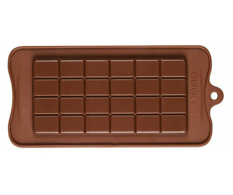 Forma de silicon pentru ciocolata, bomboane, jeleuri sau cuburi de gheata, dimensiuni 21.5 x 10.5cm, maro - Tableta