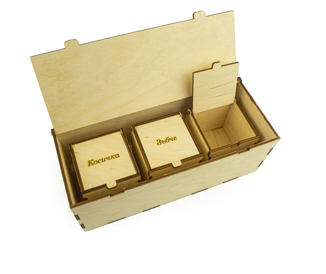 Комплект 4 кутии от дърво с капак Бебешки съкровища