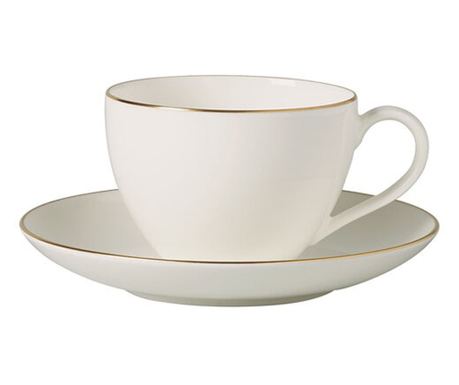 Чаша с чинийка за кафе Villeroy&Boch Anmut Gold, Бял, Порцелан