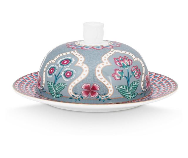 Porcelánzsír Virágfesztivál 17x8cm kék
