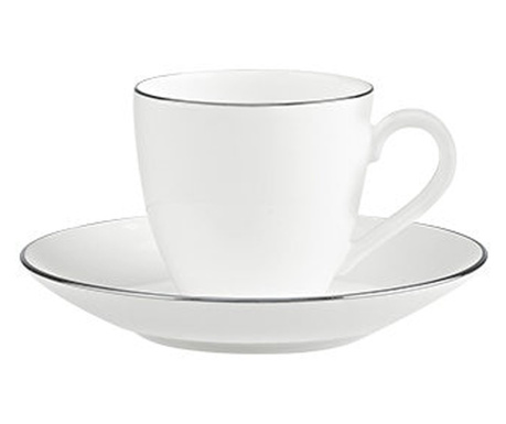 Чаша с чинийка за еспресо Villeroy&Boch Anmut Platinum, Бял, Порцелан