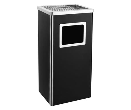 Odpadkový koš s popelníkem, pro hotel, černý, ocel, 45 L