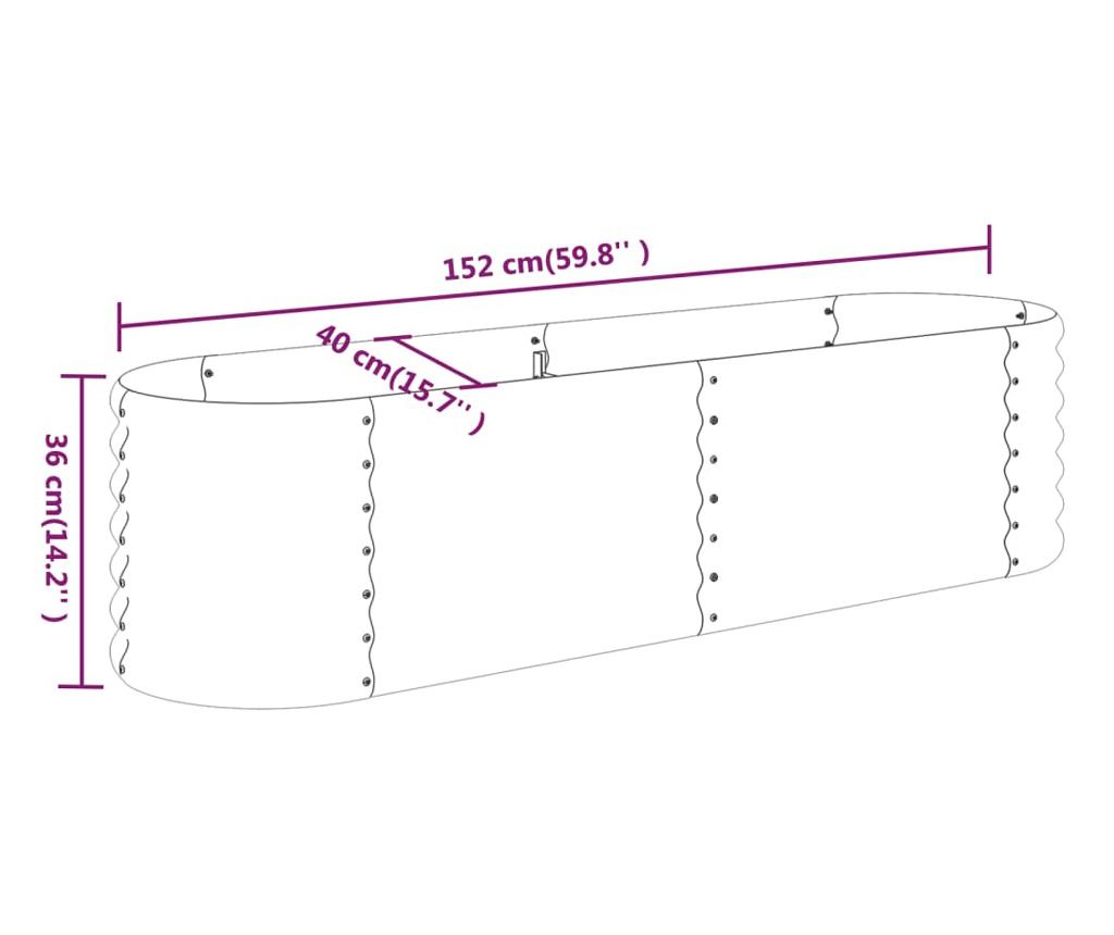 Кафява градинска саксия 152x40x36 см стомана с прахово покритие - 6