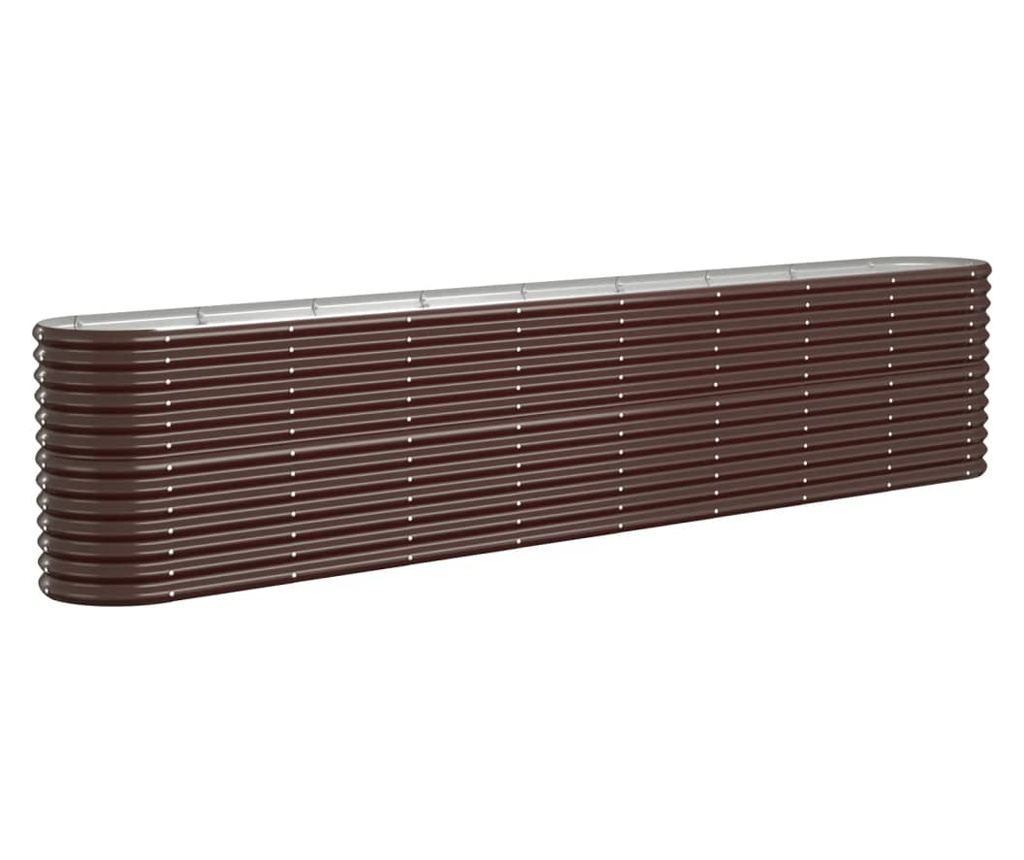 Кафява градинска саксия 332x40x68 см прахово боядисана стомана - 2