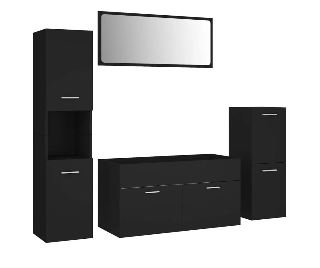Set kupaonskog namještaja, crni, iverica - 2